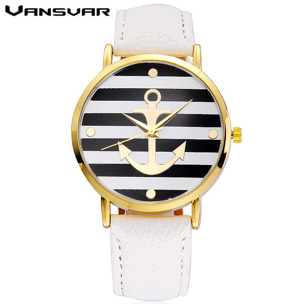 Leather Strap Anchor Wristwatch